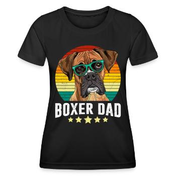 BOXER DAD Deutscher Boxer Hundepapa Boxer - Frauen Funktions-T-Shirt - Schwarz - Vorne - AI Model Female 172 light (172cm)