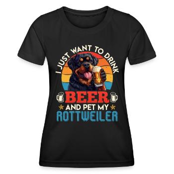 Rottie Owner WANT TO DRINK BEER AND HANG WITH - Women's Functional T-Shirt - black - Front - AI Model Female 172 light (172cm)