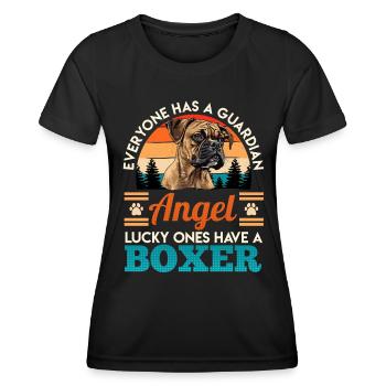 Deutscher Boxer GLÜCKSPILZE HABEN EINEN BOXER - Frauen Funktions-T-Shirt - Schwarz - Vorne - AI Model Female 172 light (172cm)