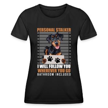 Doberman propriétaire PERSONAL STALKER Drôle - T-shirt sport Femme - noir - Devant - AI Model Female 172 light (172cm)