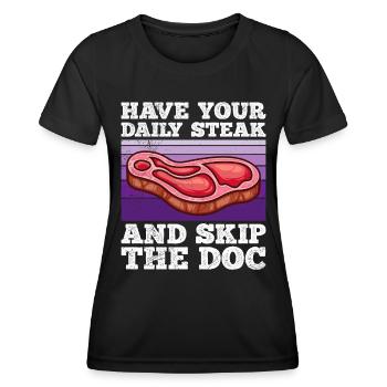 Fleisch fan a votre viande quotidienne skip doc - T-shirt sport Femme - noir - Devant - AI Model Female 172 light (172cm)