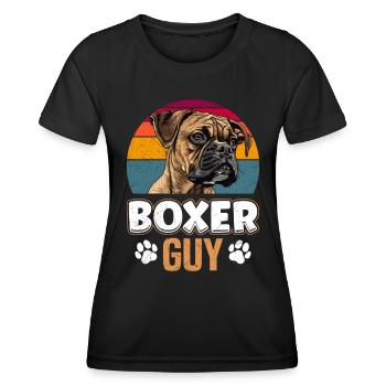 BOXER GUY Deutscher Boxer Hundepapa Boxer - Frauen Funktions-T-Shirt - Schwarz - Vorne - AI Model Female 172 light (172cm)