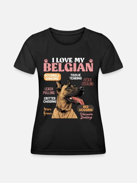 Berger Belge LOVE MY BELGIAN MALINOIS - T-shirt sport Femme - noir