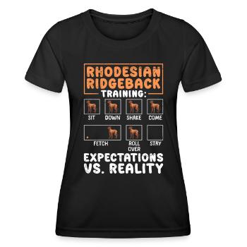 RHODESIAN RIDGEBACK TRAINING Lustiges Ridgeback - Frauen Funktions-T-Shirt - Schwarz - Vorne - AI Model Female 172 light (172cm)