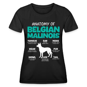 Belgian Shepherd ANATOMY OF A BELGIAN - Women's Functional T-Shirt - black - Front - AI Model Female 172 light (172cm)