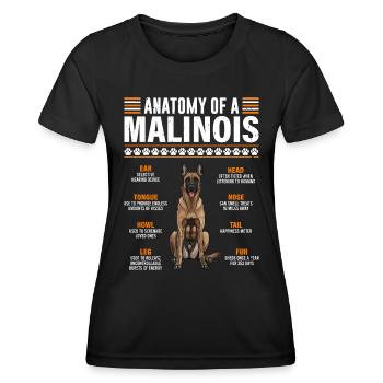 Belgian Shepherd ANATOMY OF A BELGIAN - Women's Functional T-Shirt - black - Front - AI Model Female 172 light (172cm)