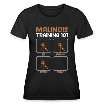 MALINOIS TRAINING 101 Belgischer Schäferhund - Frauen Funktions-T-Shirt - Schwarz - Vorne - AI Model Female 172 light (172cm)
