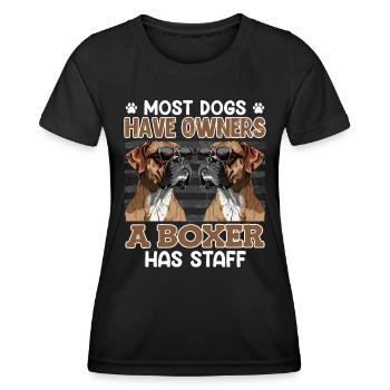 Deutscher Boxer DIE MEISTEN HUNDE HABEN BESITZER - Frauen Funktions-T-Shirt - Schwarz - Vorne - AI Model Female 172 light (172cm)