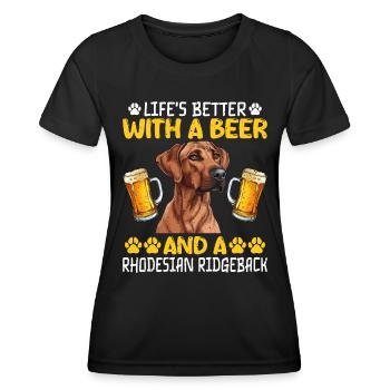 Ridgeback LA VIE EST MEILLEURE AVEC DE LA BIÈRE ET - T-shirt sport Femme - noir - Devant - AI Model Female 172 light (172cm)