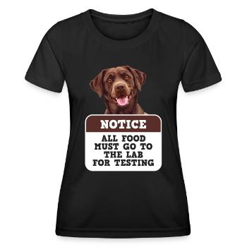 Chien Labrador TOUS LES ALIMENTS DOIVENT ÊTRE SOUMIS À DES TESTS DE LABORATOIRE - T-shirt sport Femme - noir - Devant - AI Model Female 172 light (172cm)