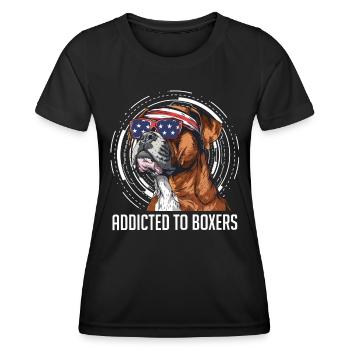 German Boxer ADDICTED TO BOXER Beer Fan - Women's Functional T-Shirt - black - Front - AI Model Female 172 light (172cm)