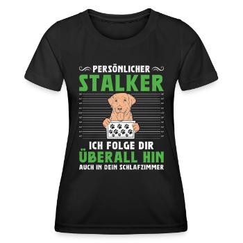 Labrador Besitzer PERSÖNLICHER STALKER Lustig - Frauen Funktions-T-Shirt - Schwarz - Vorne - AI Model Female 172 light (172cm)