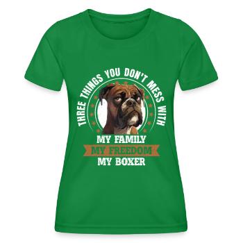 Papa chien boxeur TROIS CHOSES QUE VOUS LAISSEZ TELLES - T-shirt sport Femme - vert - Devant - AI Model Female 172 dark (172cm)