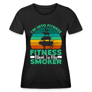 Grilling I'M INTO FITNESS MEAT IN MY SMOKER Funny - Women's Functional T-Shirt - black - Front - AI Model Female 172 light (172cm)