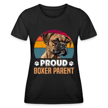 Boxer allemand FIER BOXER PARENT Chien Boxer - T-shirt sport Femme - noir - Devant - AI Model Female 172 light (172cm)