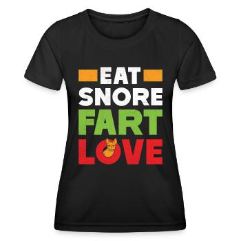 Bouledogue français MANGER RONFLEMENT PET AMOUR - T-shirt sport Femme - noir - Devant - AI Model Female 172 light (172cm)