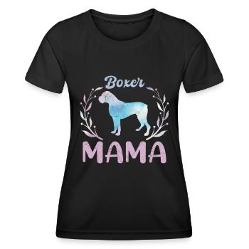 BOXER MAMA Deutscher Boxer Hundemama Boxer - Frauen Funktions-T-Shirt - Schwarz - Vorne - AI Model Female 172 light (172cm)