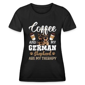 Kaffeetrinker Coffee and my German Shepherd my - Women's Functional T-Shirt - black - Front - AI Model Female 172 light (172cm)