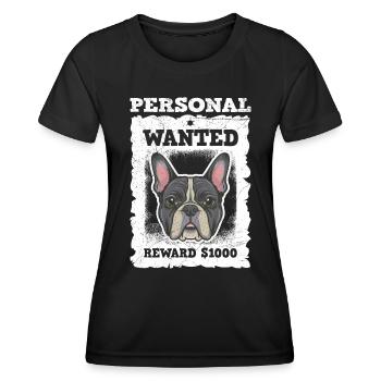Frenchie Propriétaire Stalker personnel WANTED Funny - T-shirt sport Femme - noir - Devant - AI Model Female 172 light (172cm)
