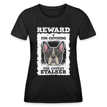 French Bulldog Reward for Catching Funny - Women's Functional T-Shirt - black - Front - AI Model Female 172 light (172cm)