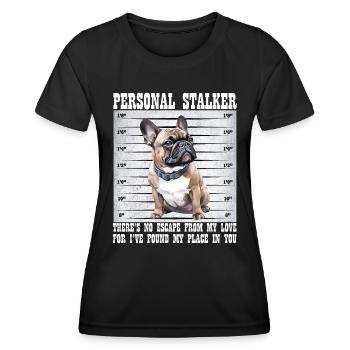 Frenchie PERSONAL STALKER Bouledogue Français - T-shirt sport Femme - noir - Devant - AI Model Female 172 light (172cm)