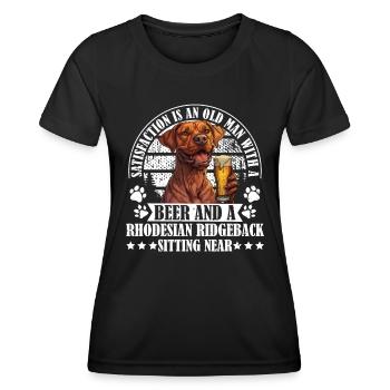 Chien papa BIÈRE ET RHODESIAN RIDGEBACK Drôle - T-shirt sport Femme - noir - Devant - AI Model Female 172 light (172cm)
