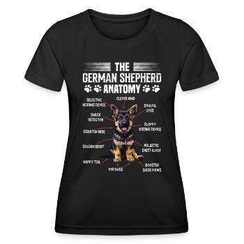 Schäferhund Fanartikel German Shepherd Anatomy - Frauen Funktions-T-Shirt - Schwarz - Vorne - AI Model Female 172 light (172cm)