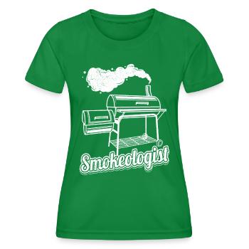 Soirée barbecue SMOKEOLOGIST amateurs de viande - T-shirt sport Femme - vert - Devant - AI Model Female 172 dark (172cm)