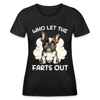 Funny French Bulldog Who in the Farts - Women's Functional T-Shirt - black - Front - AI Model Female 172 light (172cm)