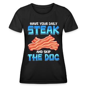 Anti-végétarien Prenez votre steak quotidien Évitez le doc - T-shirt sport Femme - noir - Devant - AI Model Female 172 light (172cm)