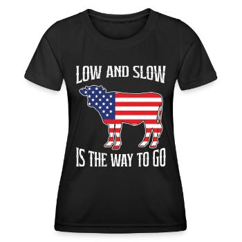 BBQ amusant BAS ET RALENTI LA MANIÈRE D'ALLER soirée barbecue - T-shirt sport Femme - noir - Devant - AI Model Female 172 light (172cm)