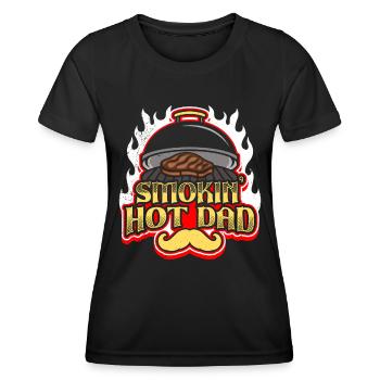 Grill Master FUMER CHAUD PAPA Papa Mangeur de Viande - T-shirt sport Femme - noir - Devant - AI Model Female 172 light (172cm)