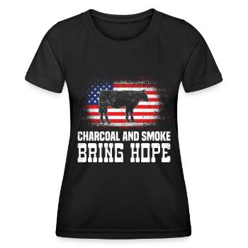 Barbecue USA Charcoal and Smoke Bring Hope - Women's Functional T-Shirt - black - Front - AI Model Female 172 light (172cm)