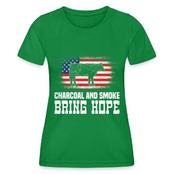 Barbecue USA Charcoal and Smoke Bring Hope - Women's Functional T-Shirt - kelly green - Front - AI Model Female 172 dark (172cm)