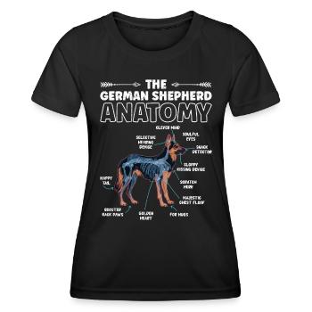 Schäferhund Fanartikel German Shepherd Anatomy - Frauen Funktions-T-Shirt - Schwarz - Vorne - AI Model Female 172 light (172cm)