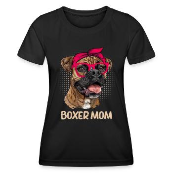 BOXER MAMA Deutscher Boxer Hundemama Boxer - Frauen Funktions-T-Shirt - Schwarz - Vorne - AI Model Female 172 light (172cm)