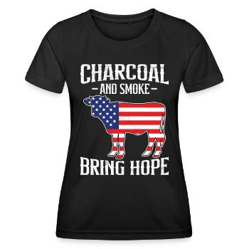 Barbecue USA Charcoal and Smoke Bring Hope - Women's Functional T-Shirt - black - Front - AI Model Female 172 light (172cm)