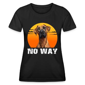 Rhodesian Ridgeback obstinément NON ! Drôle de crête - T-shirt sport Femme - noir - Devant - AI Model Female 172 light (172cm)