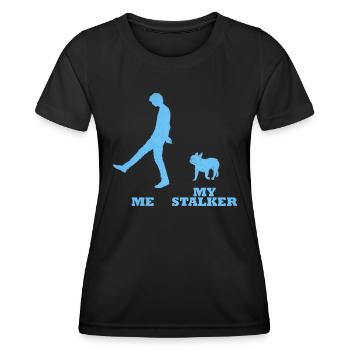 Propriétaire des Bulldogs ME MY STALKER Français - T-shirt sport Femme - noir - Devant - AI Model Female 172 light (172cm)