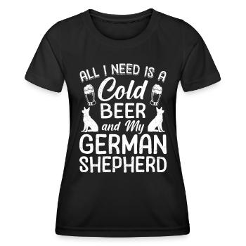 German Shepherd Dog All I Want is Coffee and my German - Women's Functional T-Shirt - black - Front - AI Model Female 172 light (172cm)