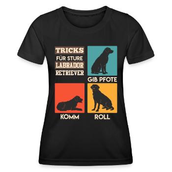 Propriétaire de Labrador ASTUCES POUR UN LABRADOR ROBUSTE - T-shirt sport Femme - noir - Devant - AI Model Female 172 light (172cm)