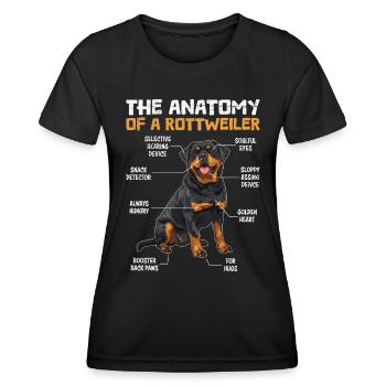 Rottie L’ANATOMIE D’UN ROTTWEILER Chien Rotti - T-shirt sport Femme - noir - Devant - AI Model Female 172 light (172cm)