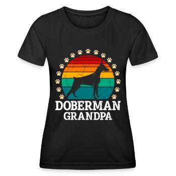 DOBERMAN GRANDPA Propriétaire de chien Dobie Doberman - T-shirt sport Femme - noir - Devant - AI Model Female 172 light (172cm)