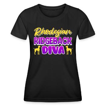 RHODESIAN RIDGEBACK DIVA Ridgeback Frauen - Frauen Funktions-T-Shirt - Schwarz - Vorne - AI Model Female 172 light (172cm)