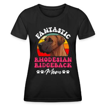Ridgeback FANTASTIC RHODESIAN RIDGEBACK MOM - Frauen Funktions-T-Shirt - Schwarz - Vorne - AI Model Female 172 light (172cm)
