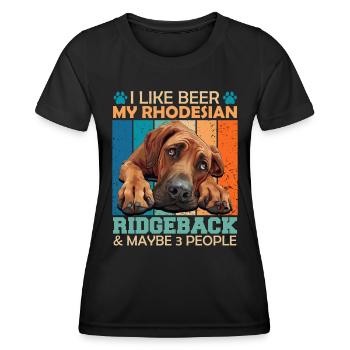 Ridgeback owner LIKE BEER RHODESIAN RIDGEBACK - Women's Functional T-Shirt - black - Front - AI Model Female 172 light (172cm)