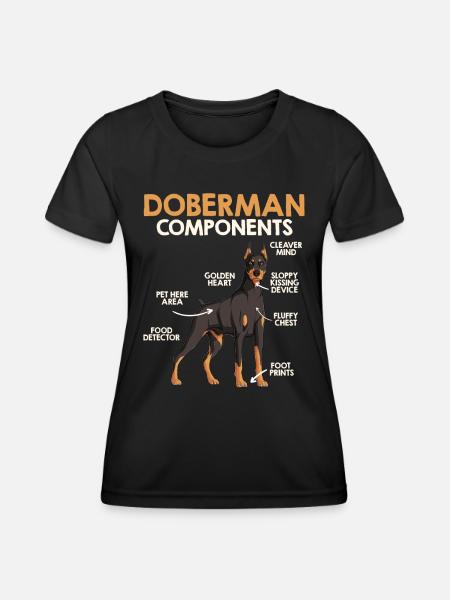 DOBERMAN COMPONENTS Anatomy Doberman - Women's Functional T-Shirt - black