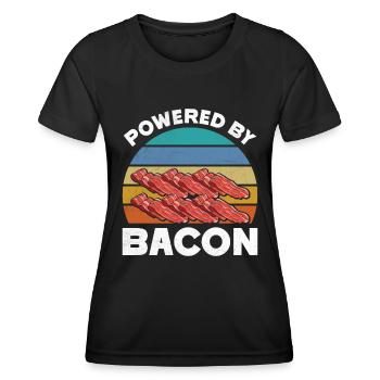 Fleischfresser POWERED BY BACON Fleischliebhaber - Frauen Funktions-T-Shirt - Schwarz - Vorne - AI Model Female 172 light (172cm)