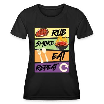 Grillmeister RUB SMOKE EAT REPEAT Meat Eater - Women's Functional T-Shirt - black - Front - AI Model Female 172 light (172cm)