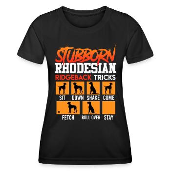 Ridgebacks STUBBORN RHODESIAN RIDGEBACK - Frauen Funktions-T-Shirt - Schwarz - Vorne - AI Model Female 172 light (172cm)